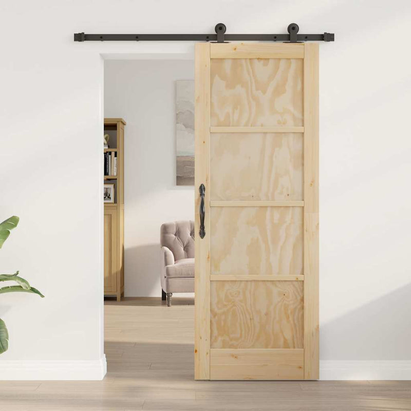 vidaXL Csúszóajtó ORKDAL Természetes és fekete 73.5 x 198.5 cm