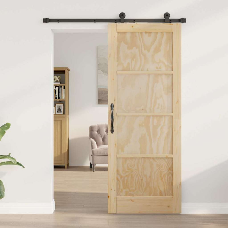 vidaXL Csúszóajtó ORKDAL Természetes és fekete 78 x 202 cm