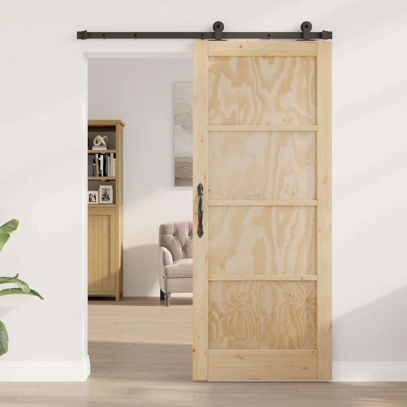 vidaXL Csúszóajtó ORKDAL Természetes és fekete 83 x 202 cm