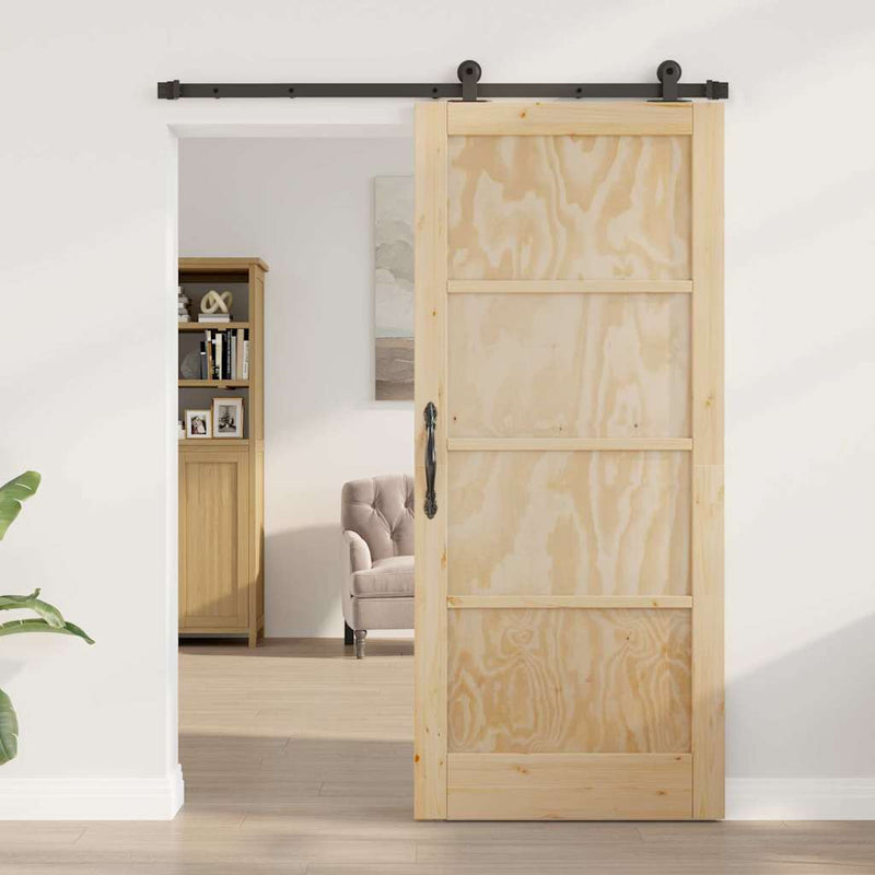 vidaXL Csúszóajtó ORKDAL Természetes és fekete 86 x 198.5 cm