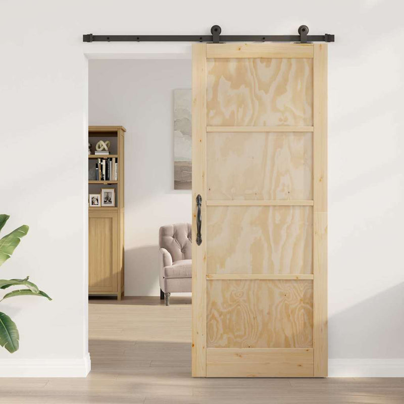 vidaXL Csúszóajtó ORKDAL Természetes és fekete 86 x 211 cm