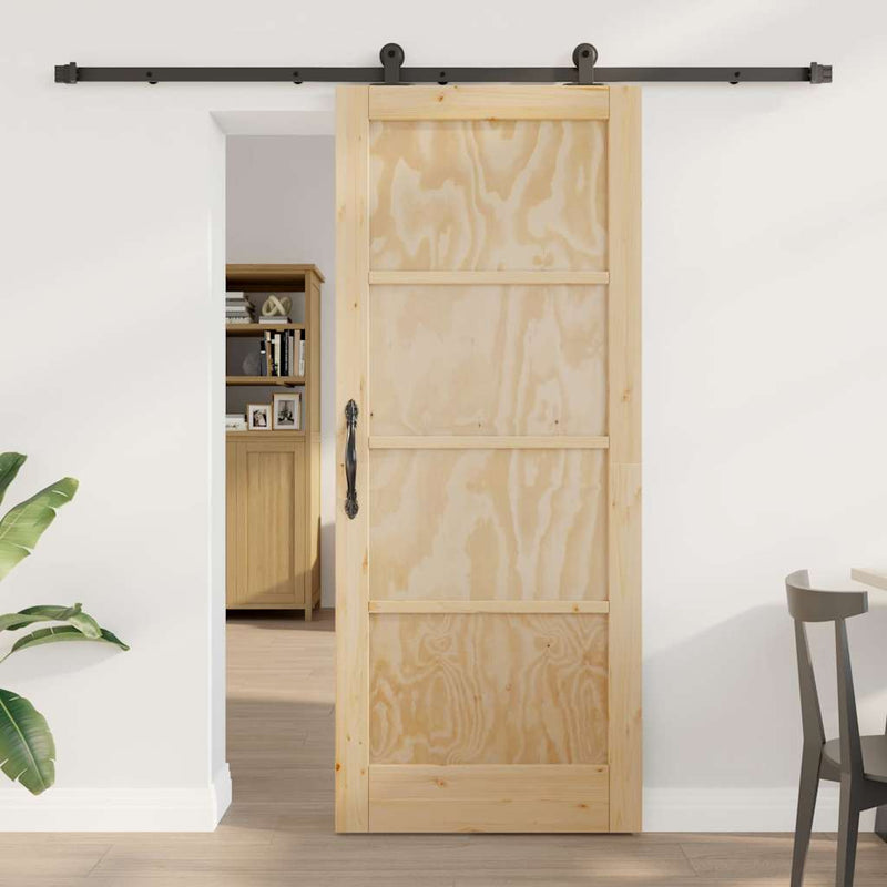 vidaXL Csúszóajtó ORKDAL Természetes és fekete 83 x 202 cm