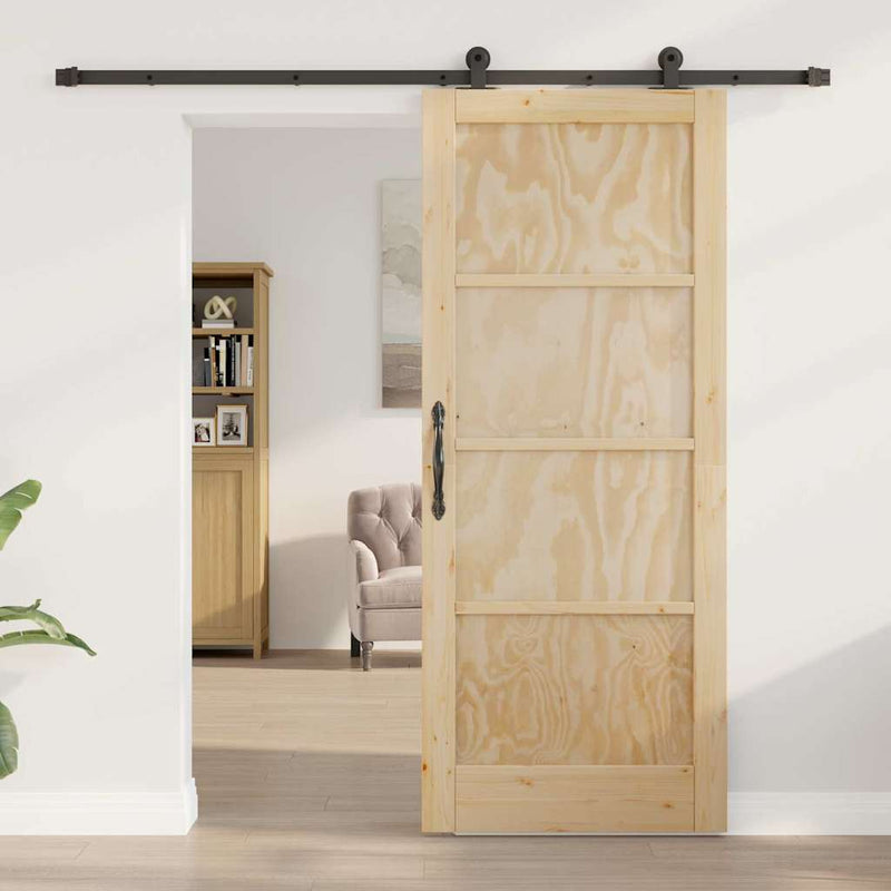 vidaXL Csúszóajtó ORKDAL Természetes és fekete 83 x 202 cm