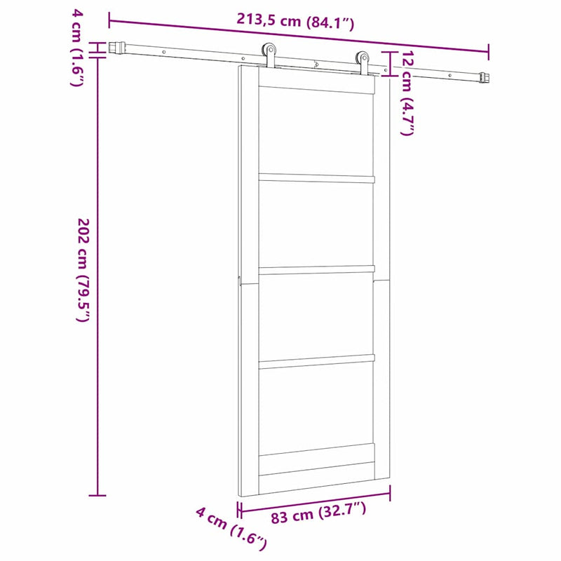 vidaXL Csúszóajtó ORKDAL Természetes és fekete 83 x 202 cm