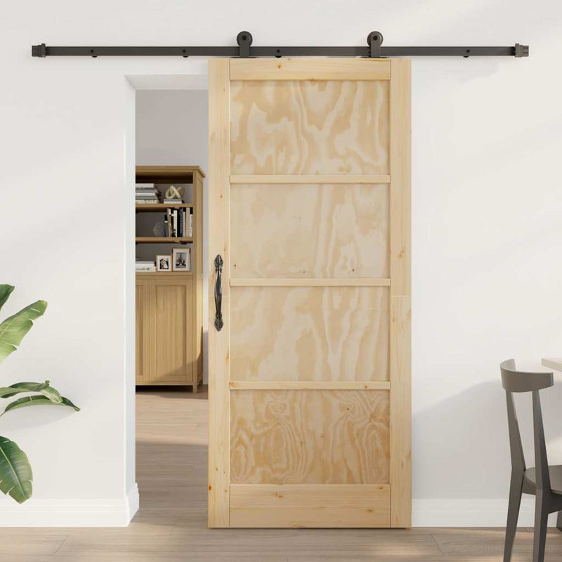 vidaXL Csúszóajtó ORKDAL Természetes és fekete 86 x 198.5 cm