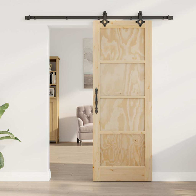 vidaXL Tolóajtó Természetes és fekete 73.5 x 198.5 cm