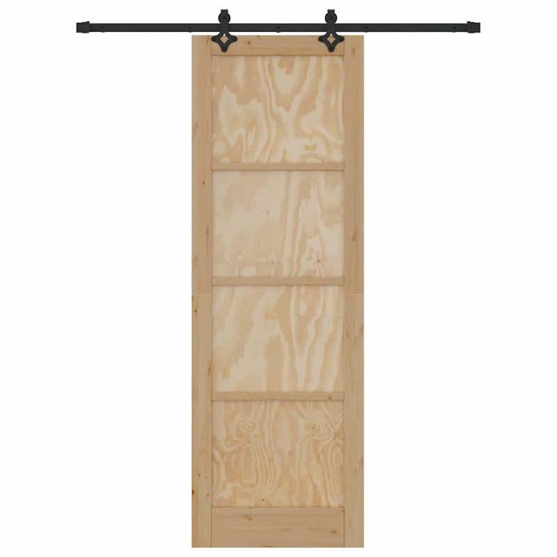 vidaXL Tolóajtó Természetes és fekete 78 x 232 cm Tömör fenyő és acél