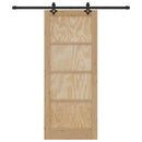 vidaXL Csúszó ajtó Természetes és fekete 83 x 202 cm Tömör fenyőfa