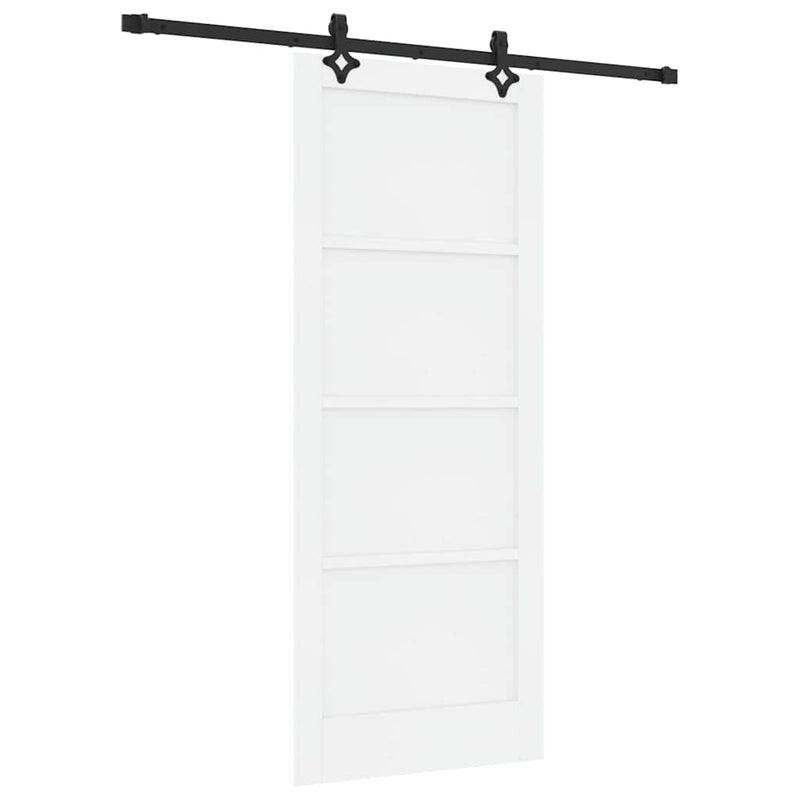 vidaXL Tolóajtó Fehér és fekete 83 x 202 cm Tömör fenyő és acél