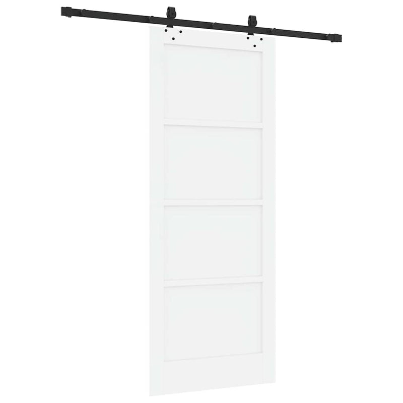 vidaXL Tolóajtó Fehér és fekete 83 x 202 cm Tömör fenyő és acél