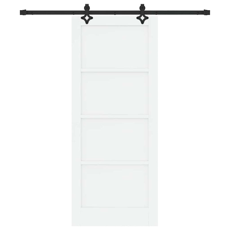 vidaXL Tolóajtó Fehér és fekete 83 x 202 cm Tömör fenyő és acél