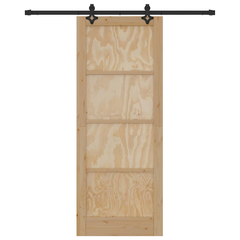 vidaXL Tolóajtó Természetes és fekete 83 x 211 cm Tömör fenyő és acél