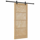 vidaXL Csúszó ajtó Természetes és fekete 86 x 198,5 cm Tömör fenyőfa