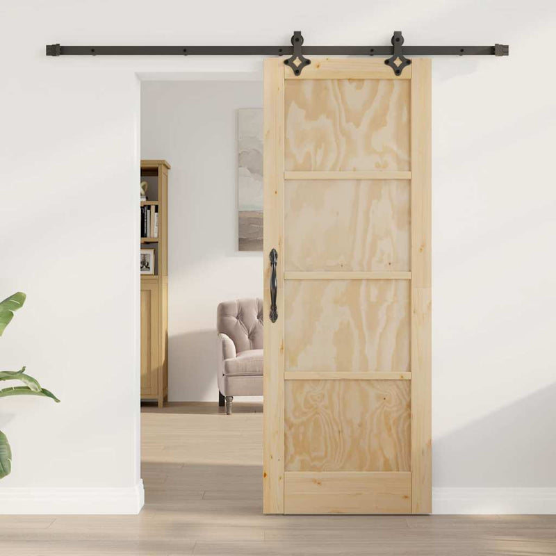 vidaXL Tolóajtó Természetes és fekete 73.5 x 198.5 cm