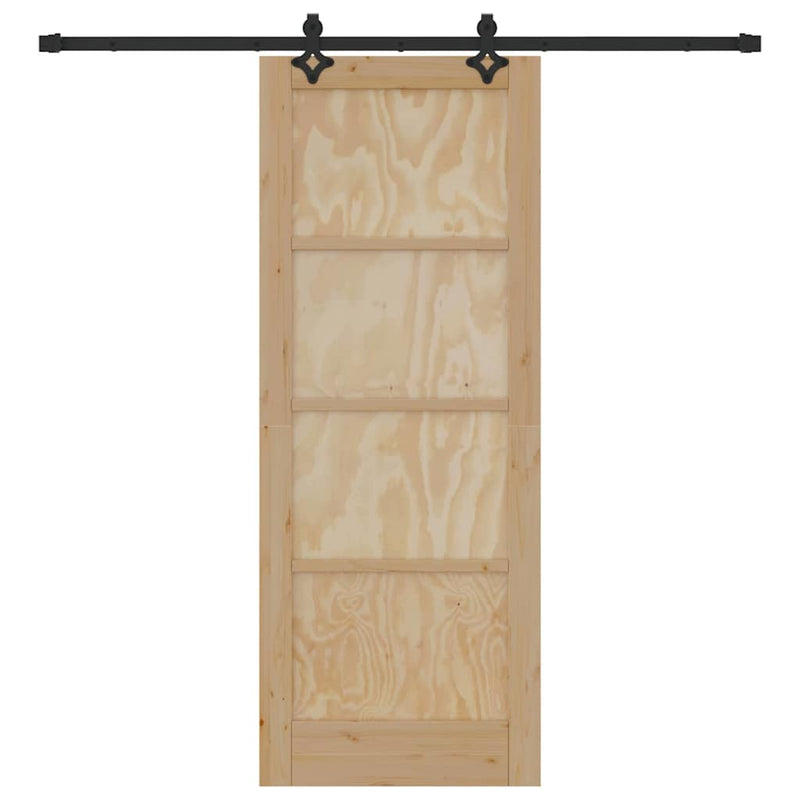 vidaXL Tolóajtó Természetes és fekete 78 x 202 cm Tömör fenyő és acél
