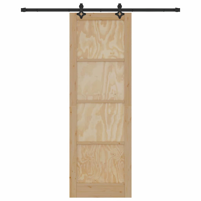 vidaXL Tolóajtó Természetes és fekete 78 x 232 cm Tömör fenyő és acél