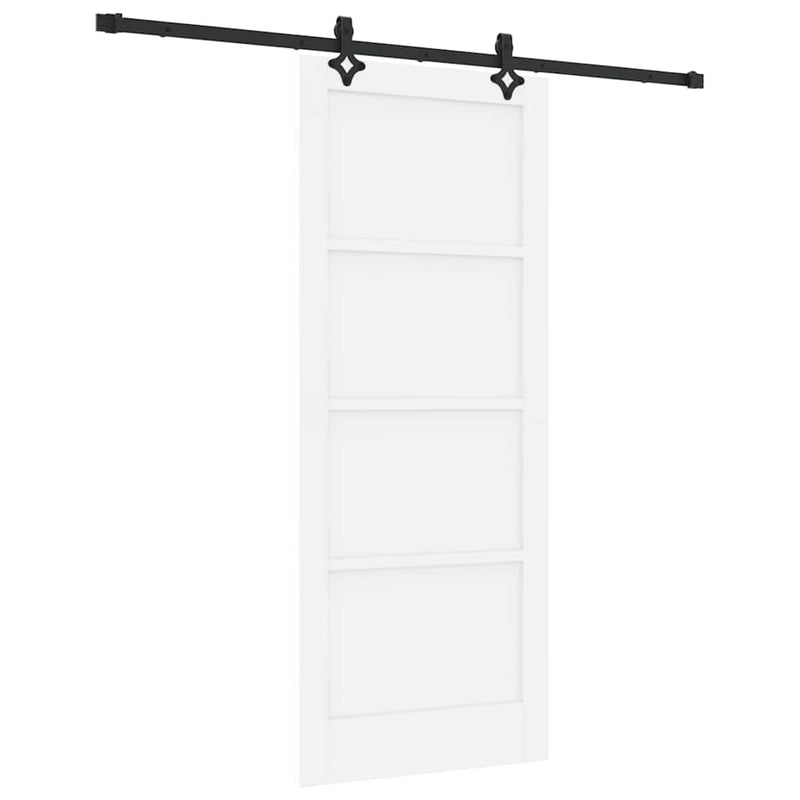 vidaXL Tolóajtó Fehér és fekete 83 x 202 cm Tömör fenyő és acél