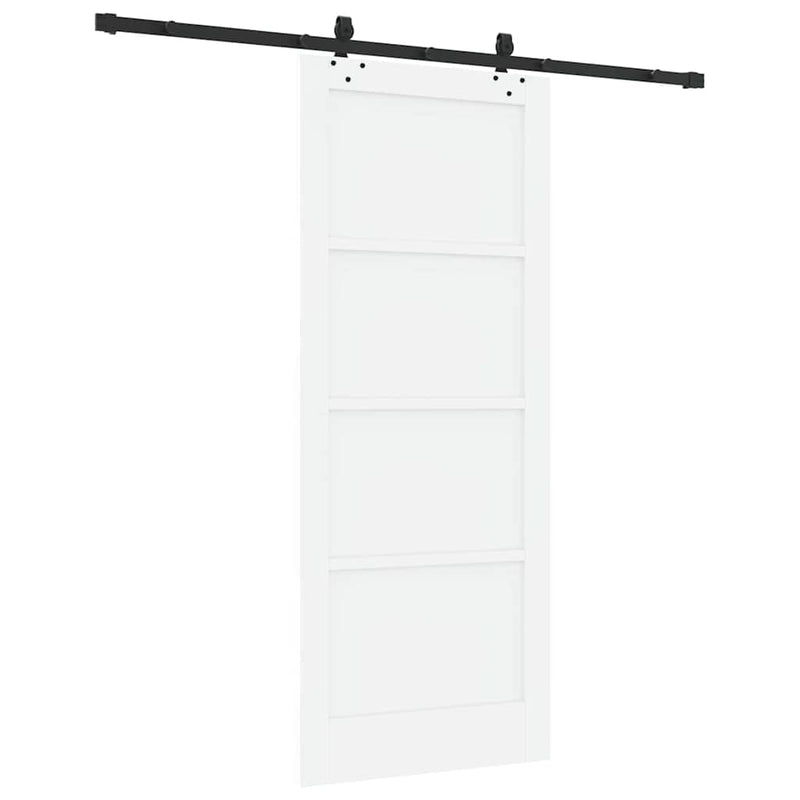 vidaXL Tolóajtó Fehér és fekete 83 x 202 cm Tömör fenyő és acél