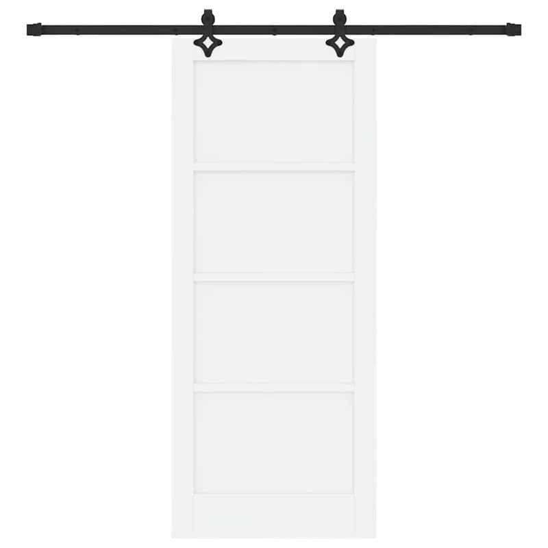 vidaXL Tolóajtó Fehér és fekete 83 x 202 cm Tömör fenyő és acél