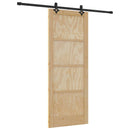 vidaXL Csúszó ajtó Természetes és fekete 83 x 211 cm Tömör fenyőfa