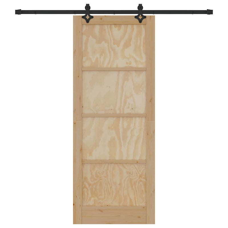 vidaXL Tolóajtó Természetes és fekete 83 x 211 cm Tömör fenyő és acél