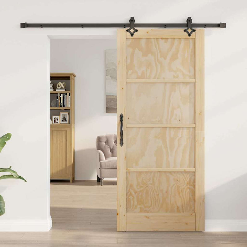 vidaXL Tolóajtó Természetes és fekete 86 x 198.5 cm