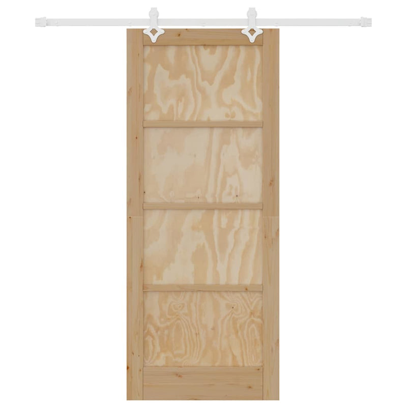 vidaXL Tolóajtó Fehér 83 x 202 cm Tömör fenyő és acél