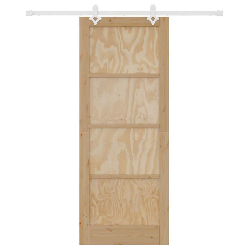 vidaXL Tolóajtó Fehér 83 x 211 cm Tömör fenyő és acél