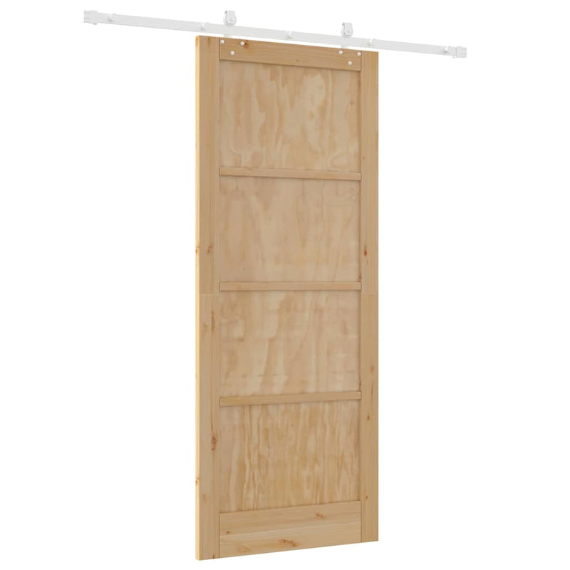 vidaXL Tolóajtó Fehér 86 x 211 cm Tömör fenyő és acél
