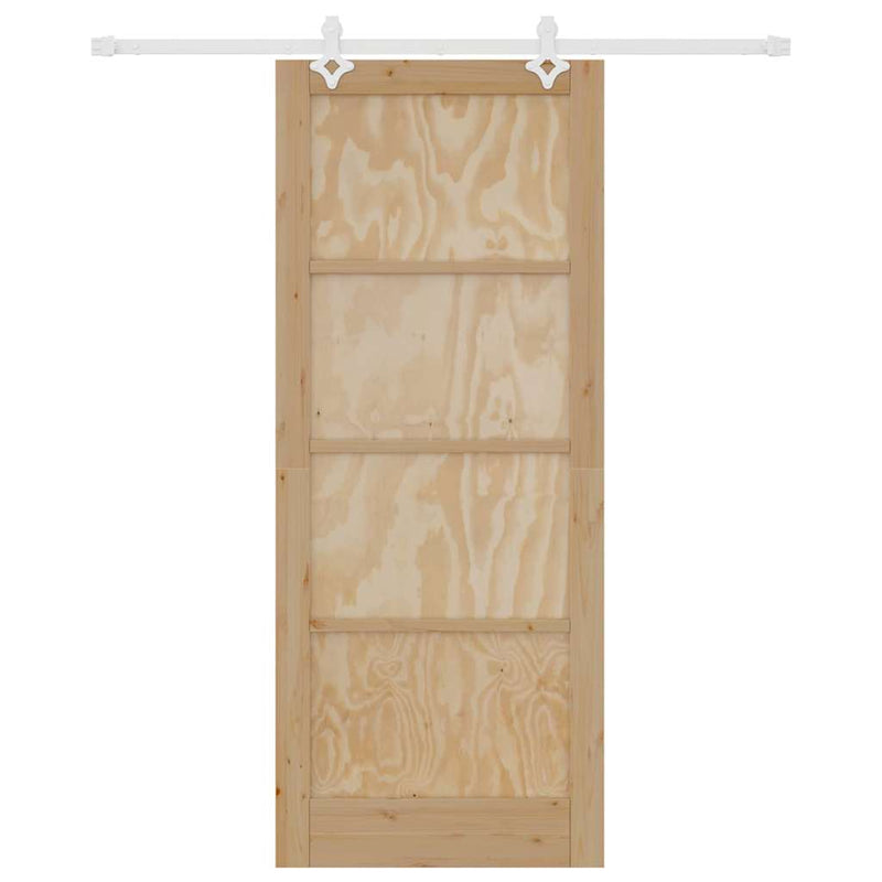 vidaXL Tolóajtó Fehér 86 x 211 cm Tömör fenyő és acél