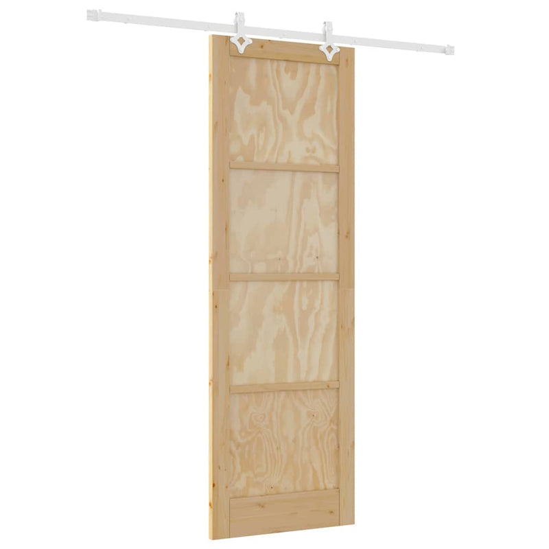 vidaXL Tolóajtó Természetes és fehér 78 x 232 cm Tömör fenyő és acél