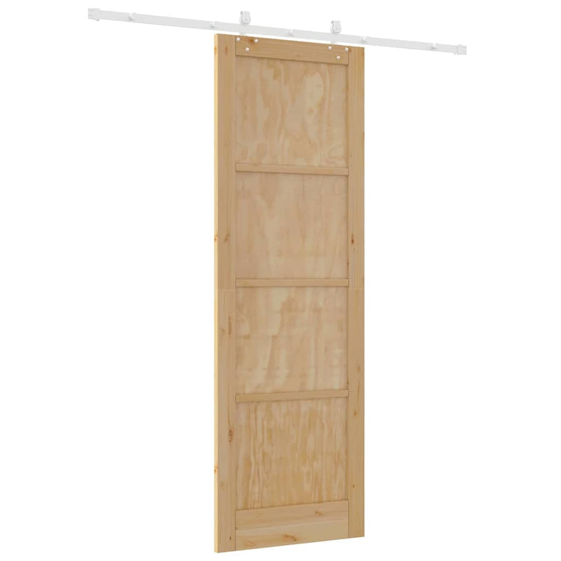 vidaXL Tolóajtó Természetes és fehér 78 x 232 cm Tömör fenyő és acél