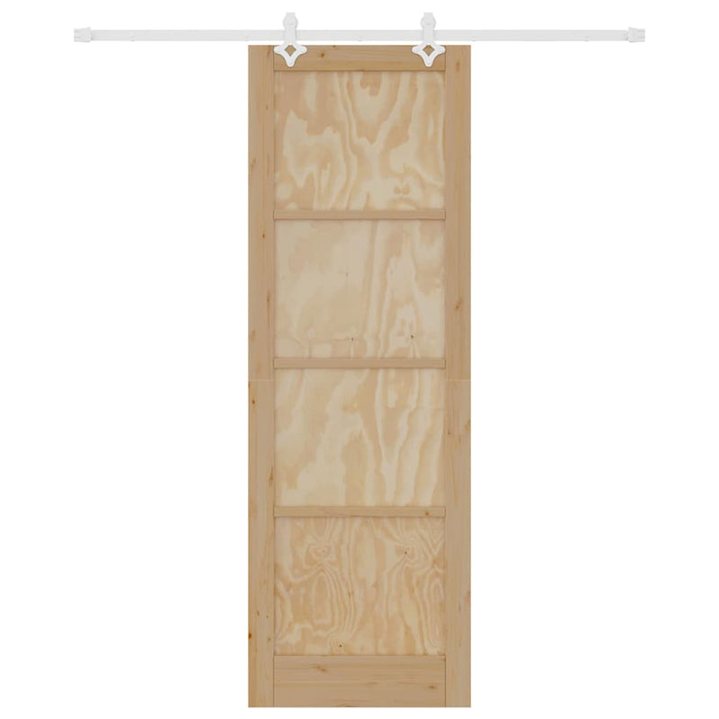 vidaXL Tolóajtó Természetes és fehér 78 x 232 cm Tömör fenyő és acél