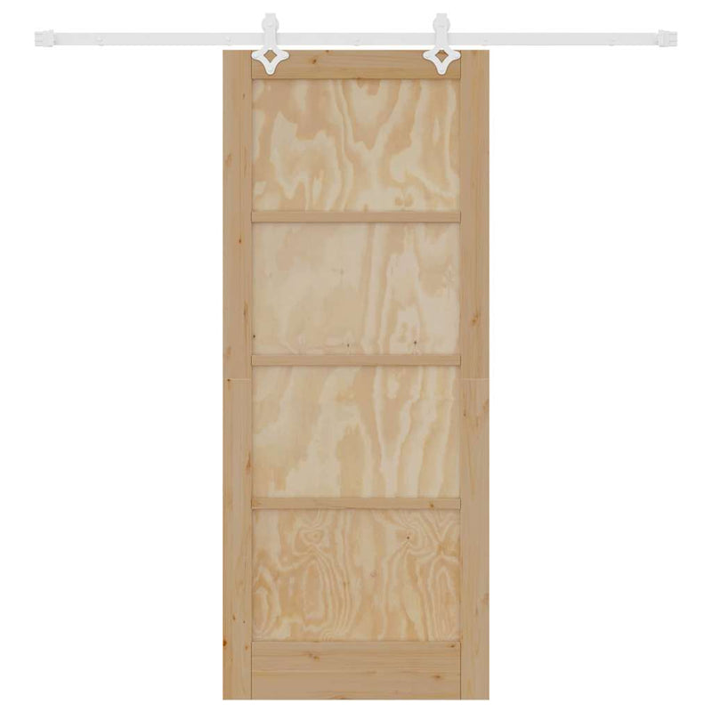vidaXL Tolóajtó Fehér 83 x 202 cm Tömör fenyő és acél
