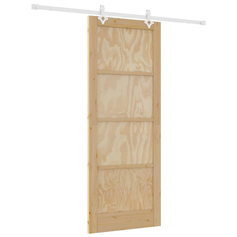 vidaXL Tolóajtó Fehér 83 x 211 cm Tömör fenyő és acél