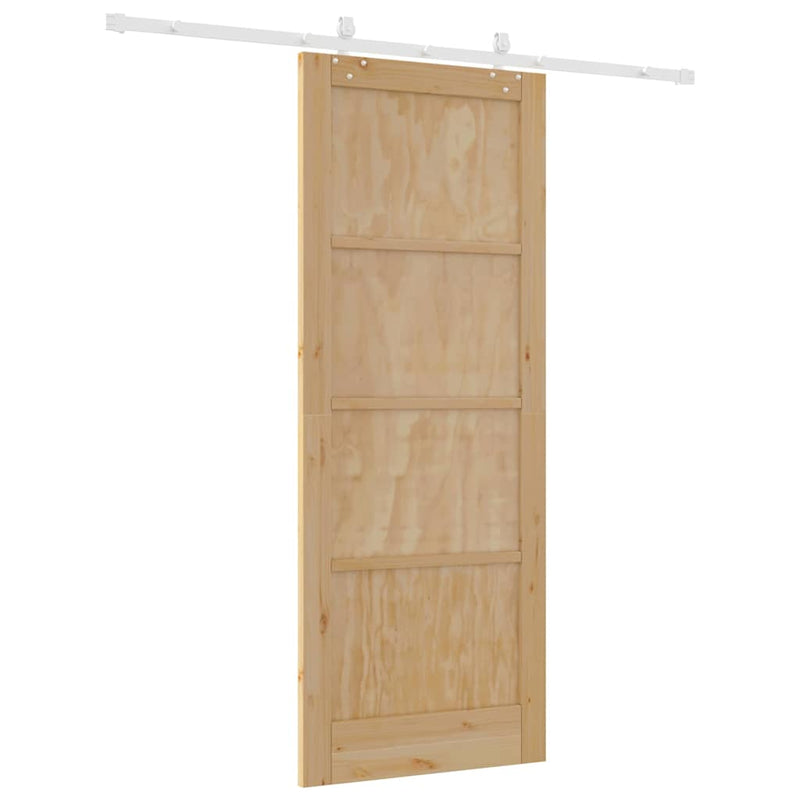 vidaXL Tolóajtó Fehér 83 x 211 cm Tömör fenyő és acél