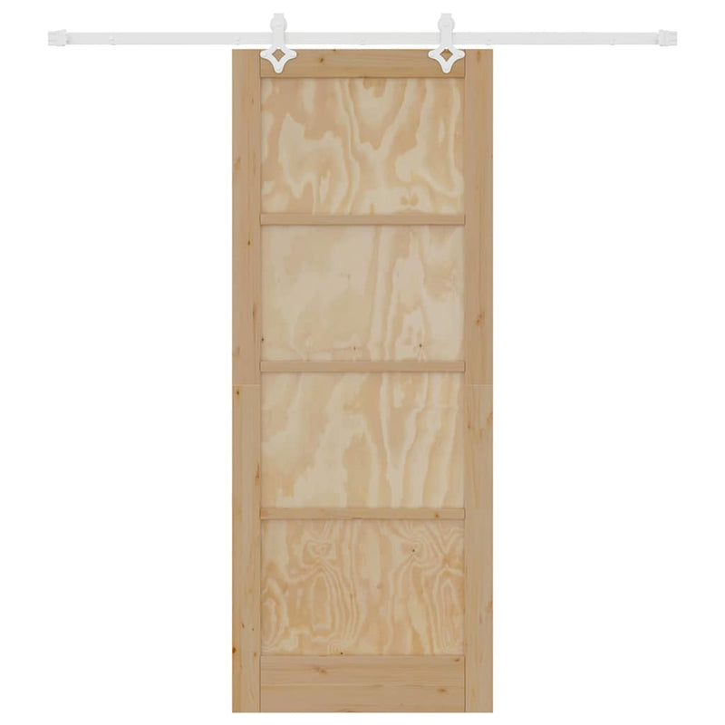 vidaXL Tolóajtó Fehér 83 x 211 cm Tömör fenyő és acél