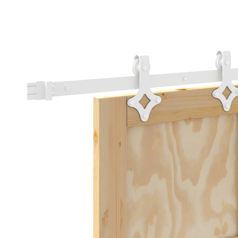 vidaXL Tolóajtó Természetes és fehér 86 x 211 cm Tömör fenyő és acél