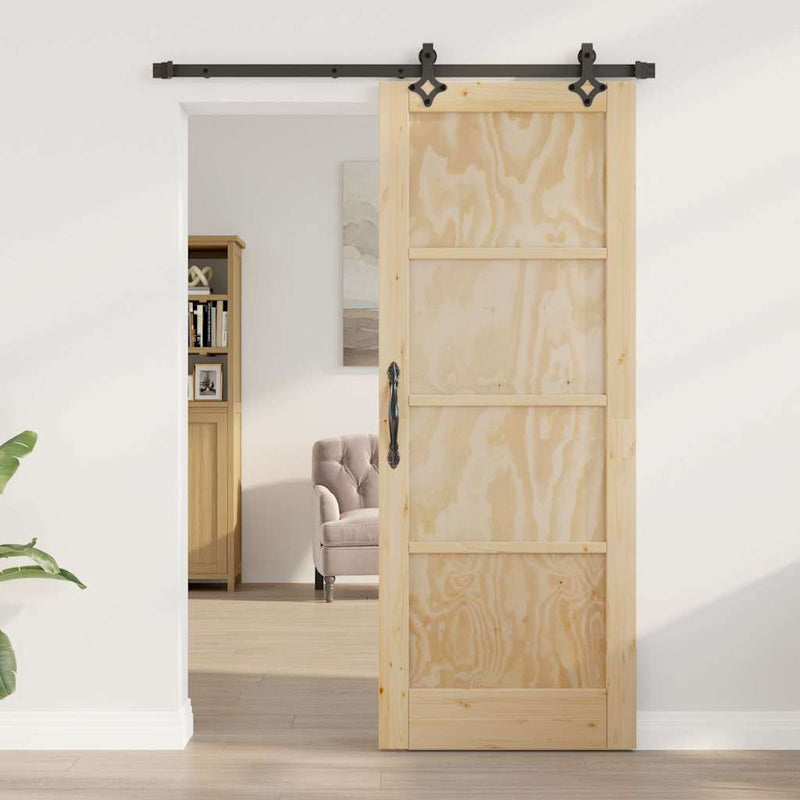 vidaXL Csúszó Ajtó Készlet ORKDAL Természetes és fekete 78 x 202 cm