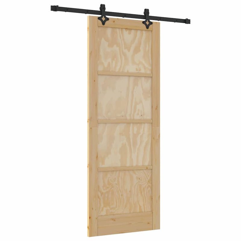 vidaXL Csúszó Ajtó Készlet ORKDAL Természetes és fekete 78 x 202 cm