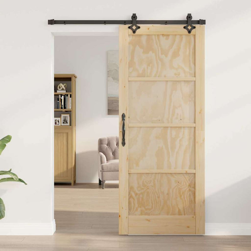 vidaXL Csúszó Ajtó Készlet ORKDAL Természetes és fekete 83 x 202 cm