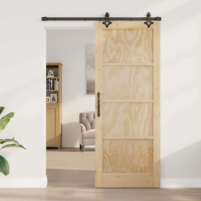 vidaXL Csúszó Ajtó Készlet ORKDAL Természetes és fekete 83 x 211 cm