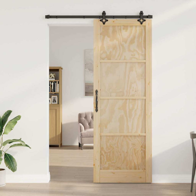 vidaXL Csúszó Ajtó Készlet ORKDAL Természetes és fekete 83 x 232 cm