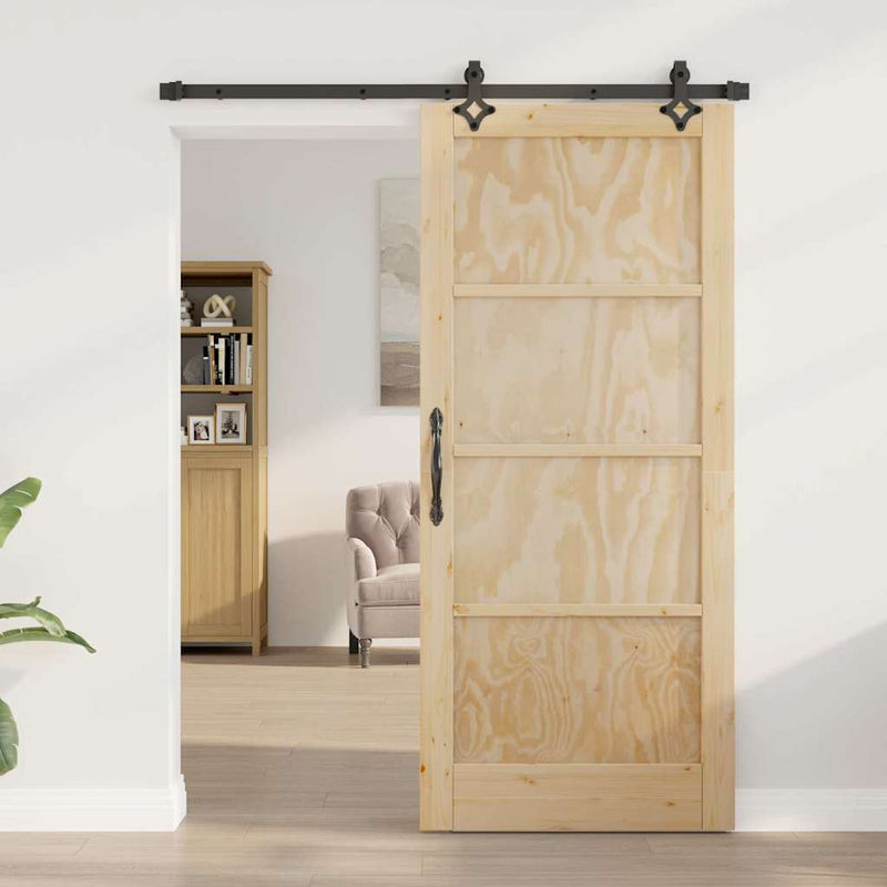 vidaXL Csúszó Ajtó Készlet ORKDAL Természetes és fekete 86 x 198.5 cm