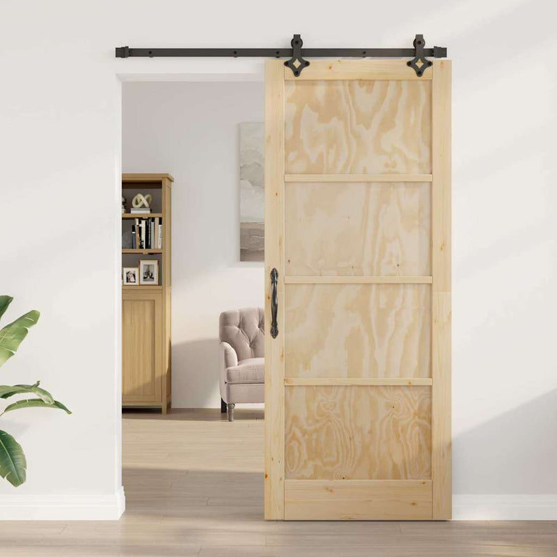 vidaXL Csúszó Ajtó Készlet ORKDAL Természetes és fekete 86 x 211 cm