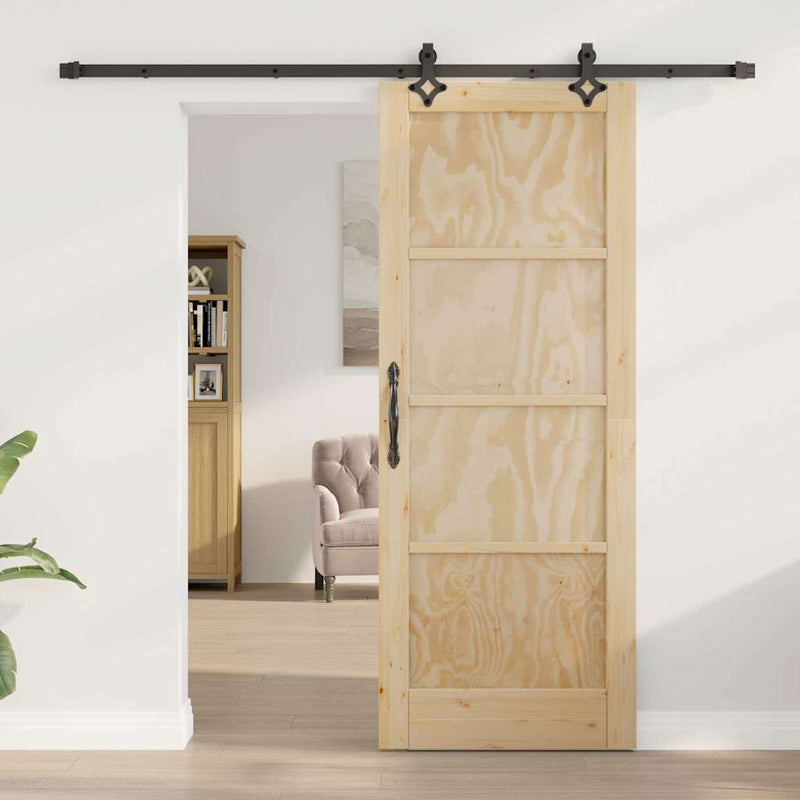 vidaXL Csúszó Ajtó Készlet ORKDAL Természetes és fekete 78 x 202 cm