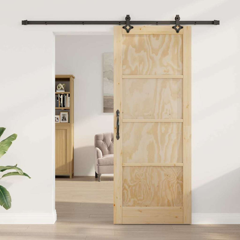 vidaXL Csúszó Ajtó Készlet ORKDAL Természetes és fekete 83 x 211 cm