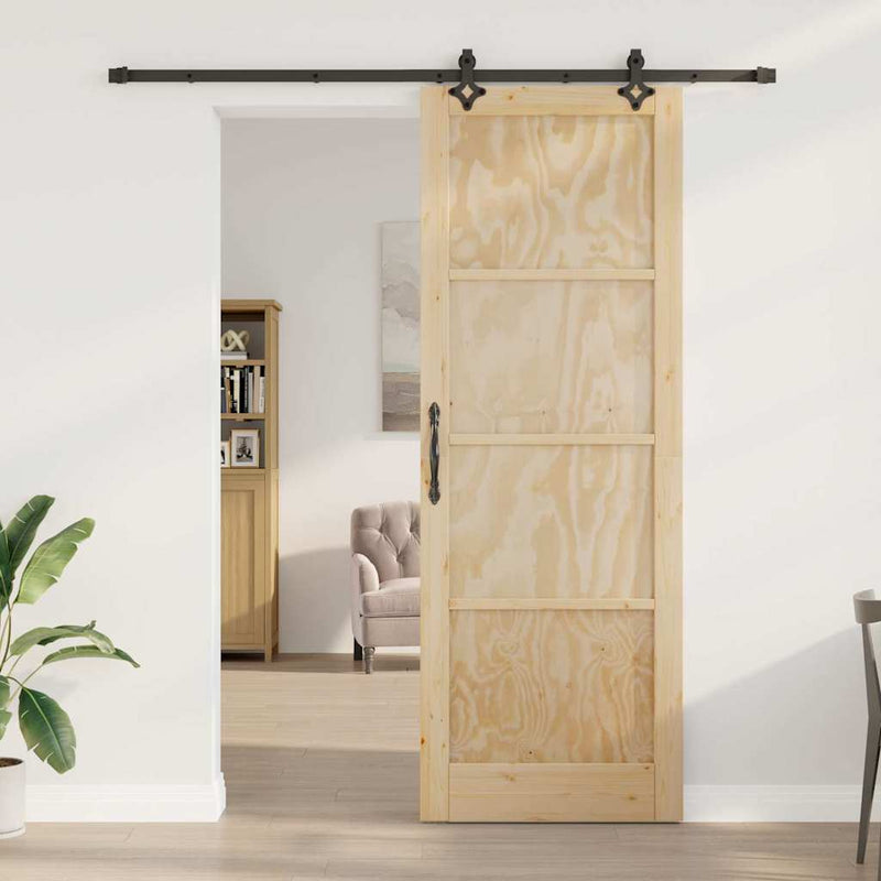vidaXL Csúszó Ajtó Készlet ORKDAL Természetes és fekete 83 x 232 cm
