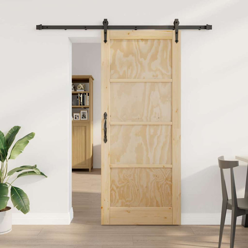 vidaXL Csúszó ajtó Egyéb ORKDAL Természetes és fekete 83 x 202 cm
