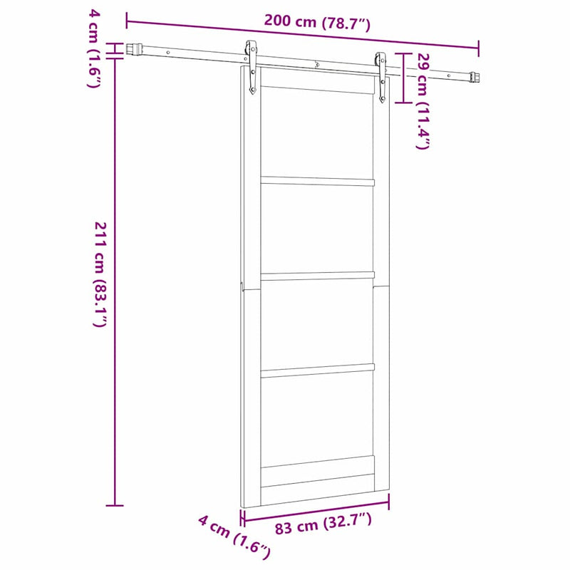 vidaXL Csúszó ajtó Egyéb ORKDAL Természetes és fekete 83 x 211 cm